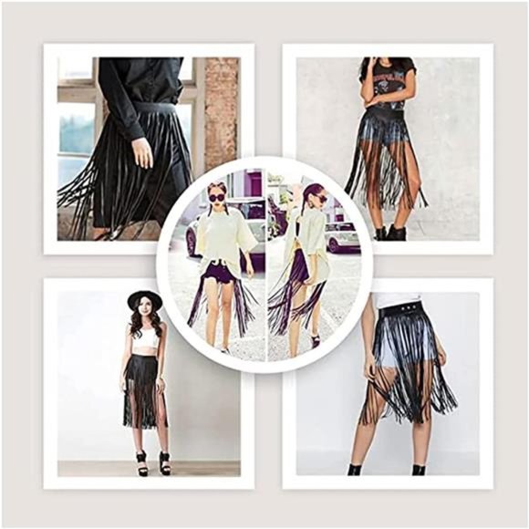 VITOGIFTRIA Western Vintage Punk Tassels Skirt Belt Fringe Waistband Party Dance main image 5